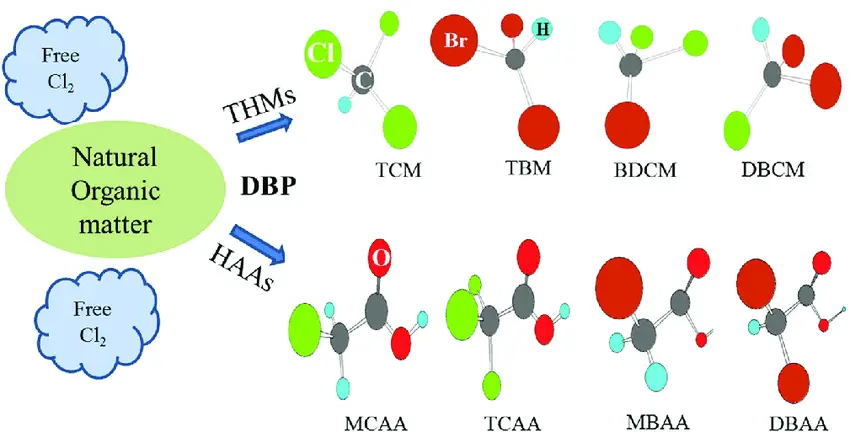 trihalometanos producidos por desinfecci&oacute;n del agua
