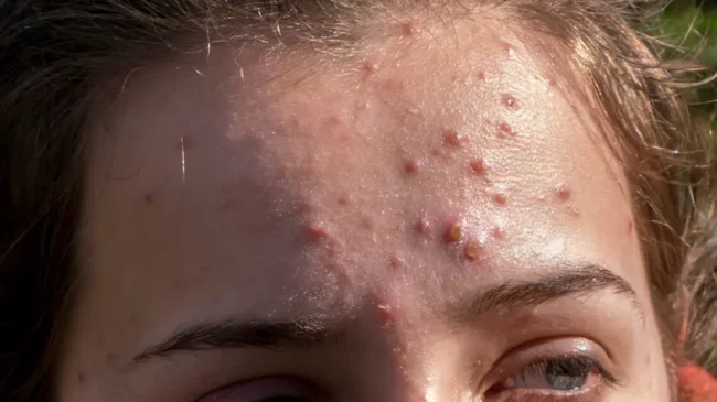 acn&eacute; en la frente